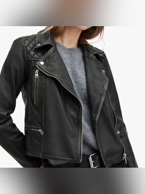 All Saints Cargo Biker Leather Jacket, like new, size 2 / 34